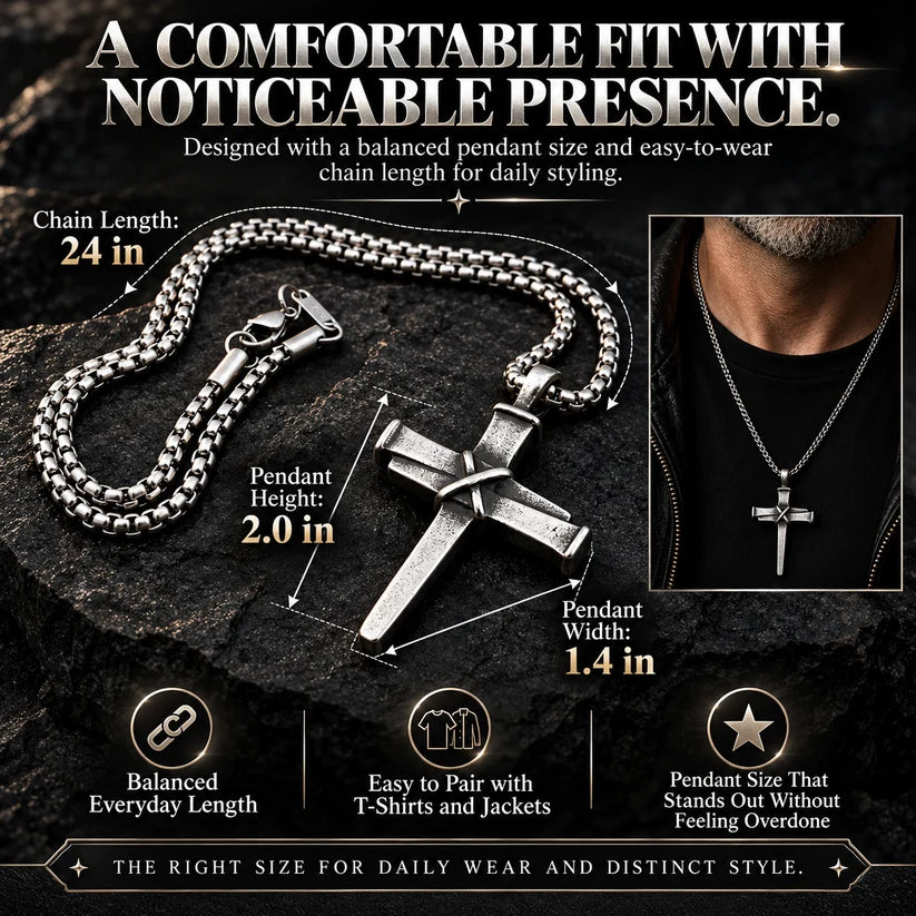 Men's Vintage Gothic Nail Cross Pendant Necklace -Symbol of Faith & Strength