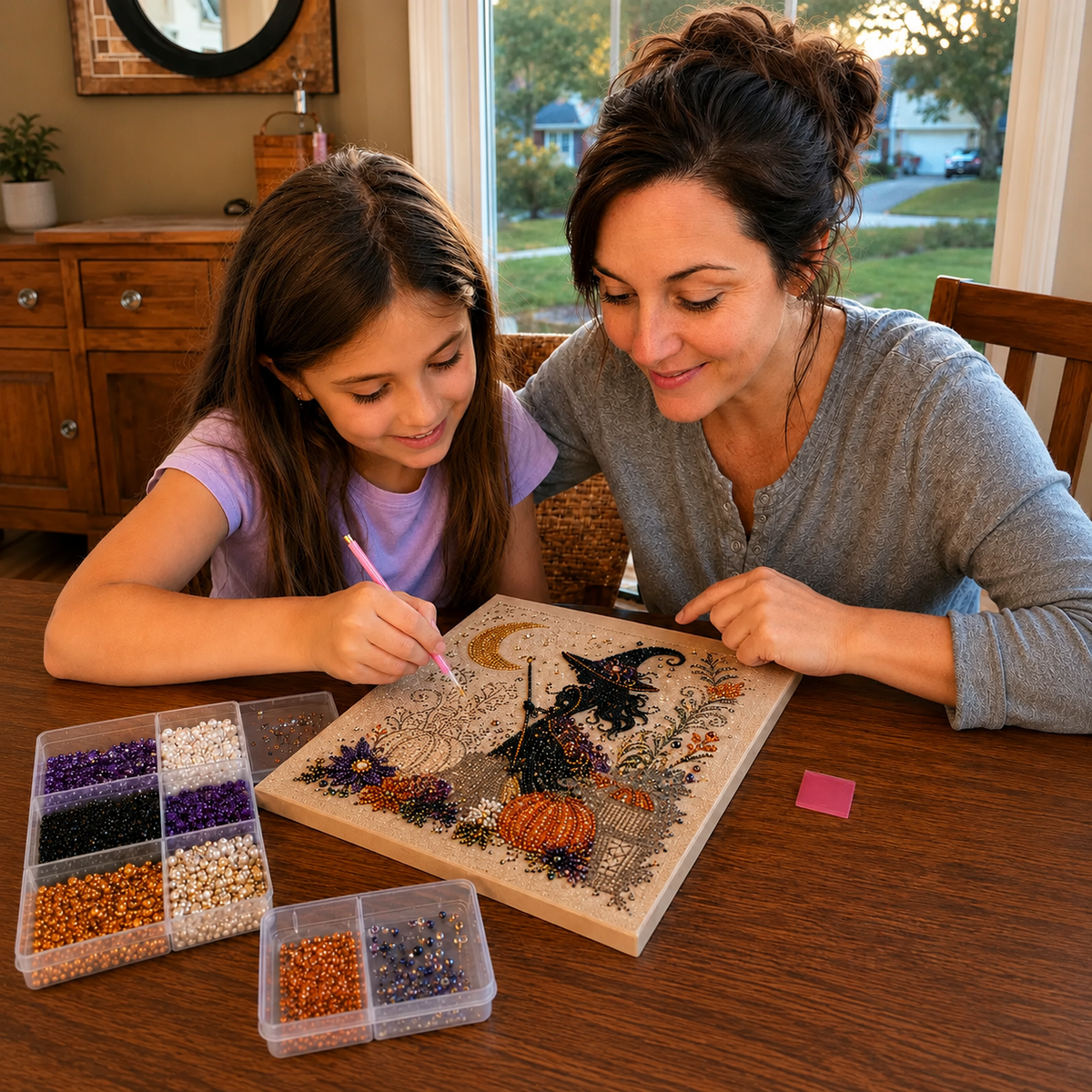 👻✨ Halloween Sparkling Pearl Art DIY Kit 🎃💎 – Create, Decorate & Display 🖼️🧡