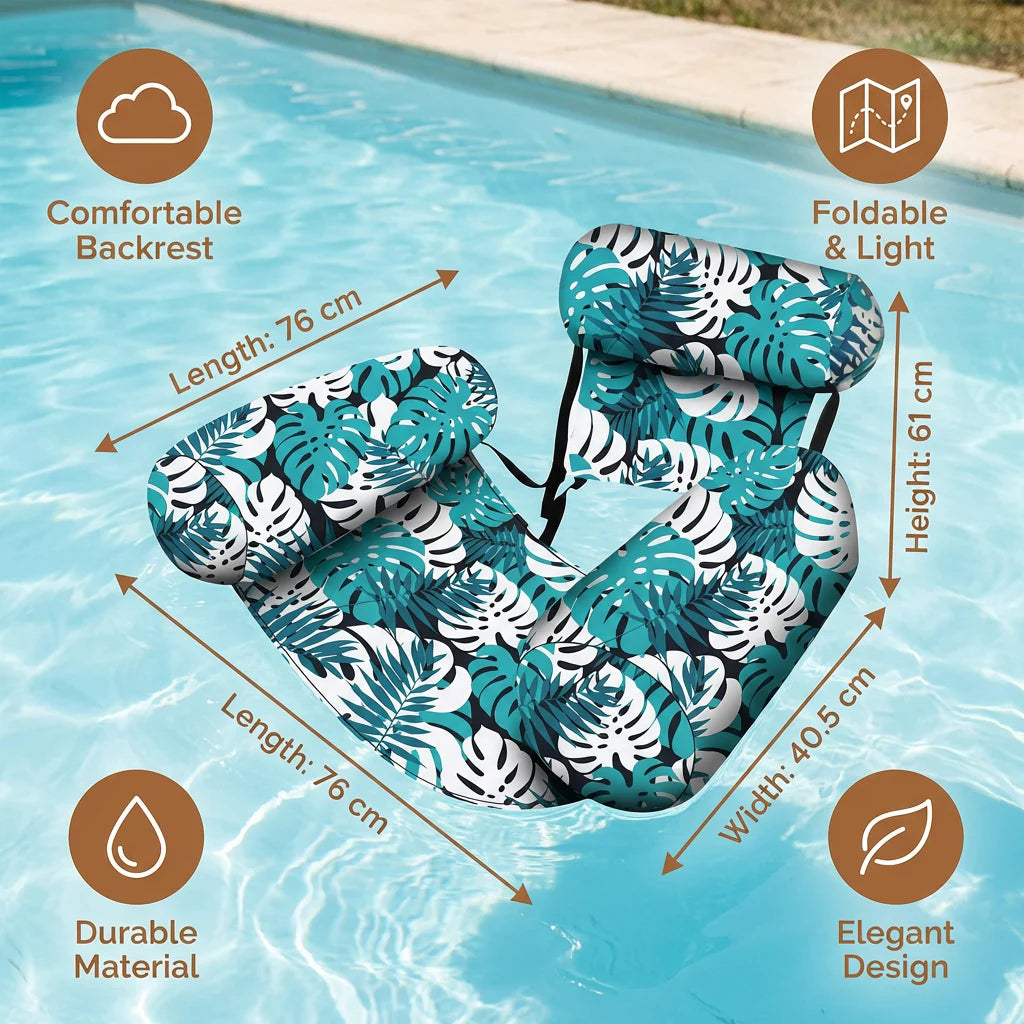 Inflatable Pool Hammock with Backrest – Foldable Water Lounge