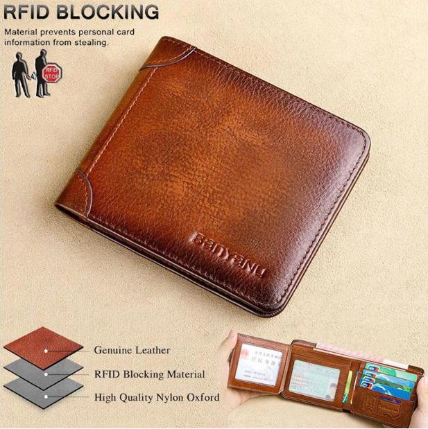 Minimalist RFID Blocking Leather Wallet for Men