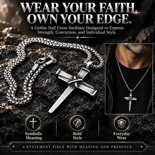 Men's Vintage Gothic Nail Cross Pendant Necklace -Symbol of Faith & Strength