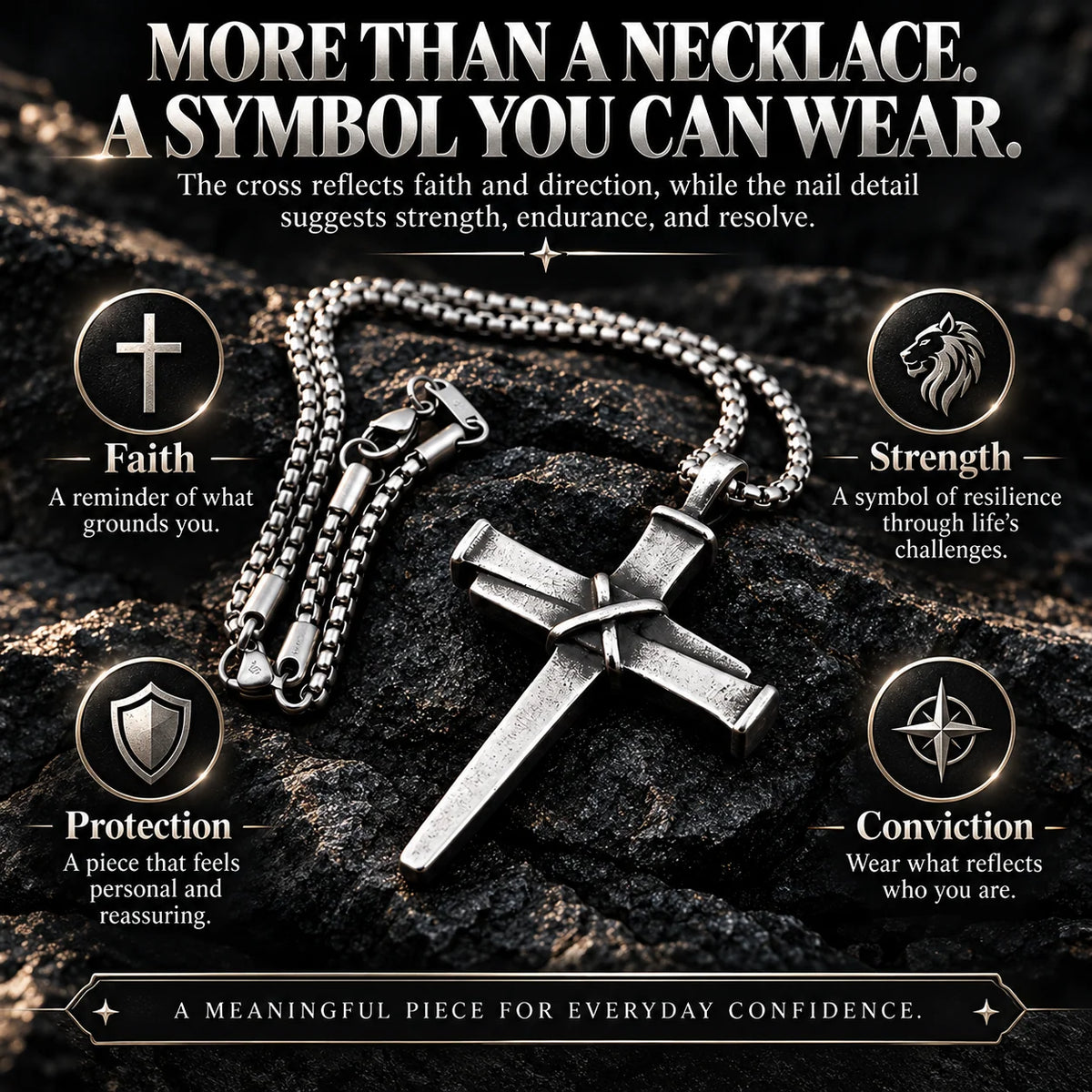 Men's Vintage Gothic Nail Cross Pendant Necklace -Symbol of Faith & Strength