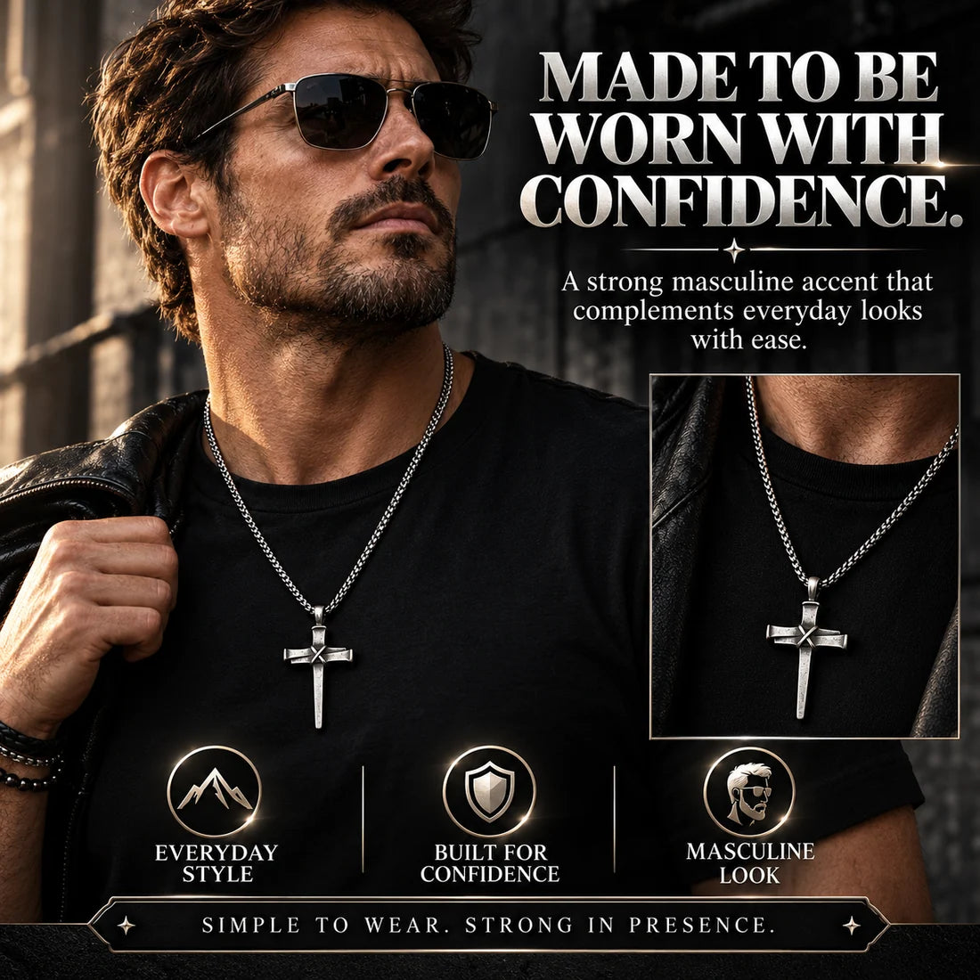 Men's Vintage Gothic Nail Cross Pendant Necklace -Symbol of Faith & Strength
