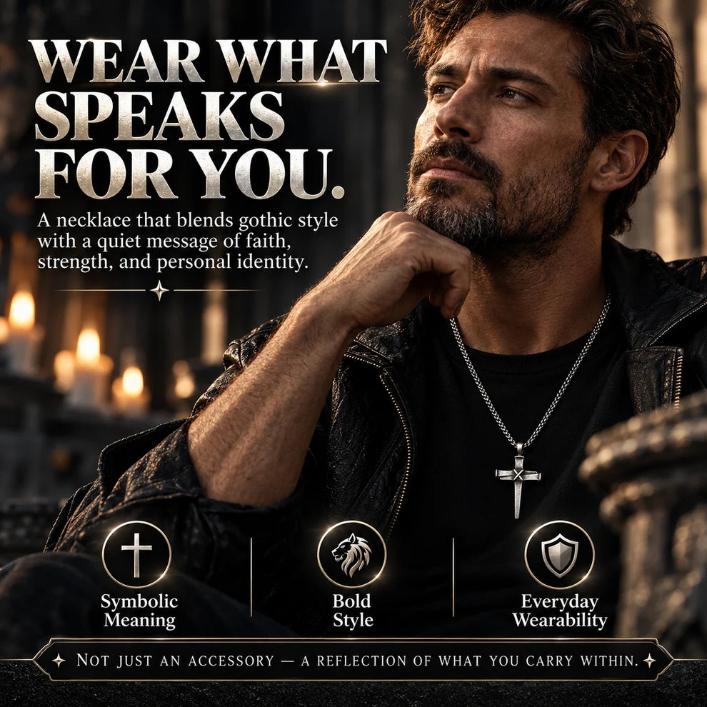 Men's Vintage Gothic Nail Cross Pendant Necklace -Symbol of Faith & Strength