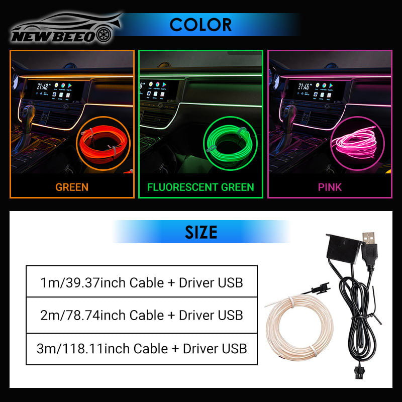 🎁 New Arrivals 💥 Car Interior LED Strip Atmosphere Lights – Add a Custom Glow, Easy to Fit & Perfect for Evening Drives 💡
