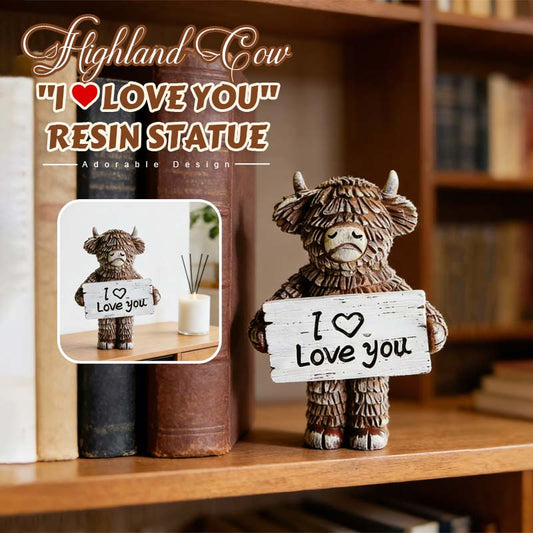 ❤️Love can be spoken out loud | ✨Highland Bull "I love you" resin sculpture