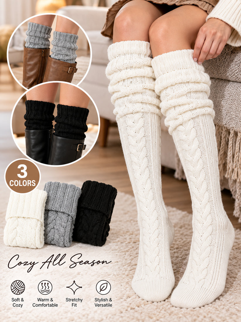 Women's Cable Knit Knee-High Socks