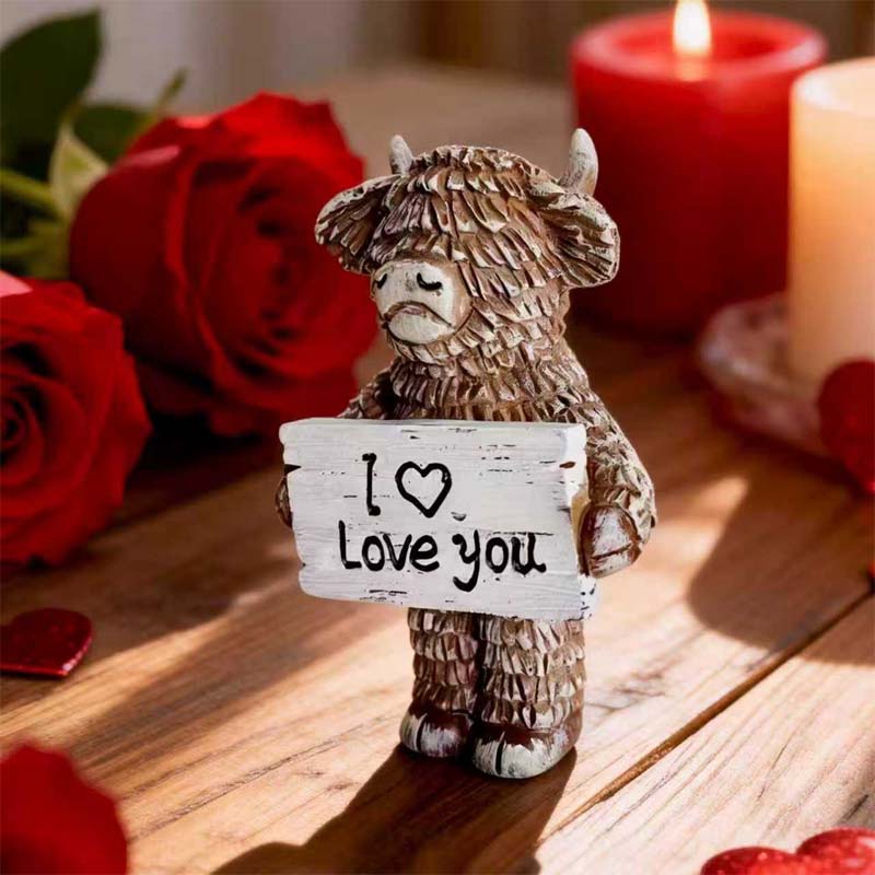 ❤️Love can be spoken out loud | ✨Highland Bull "I love you" resin sculpture