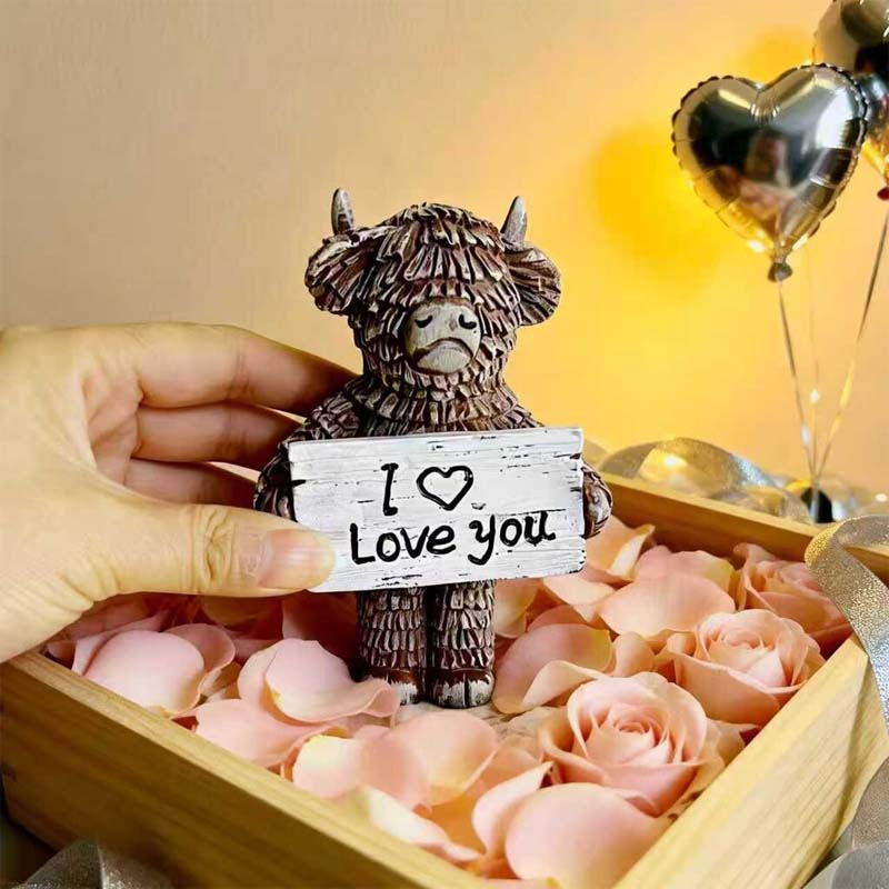 ❤️Love can be spoken out loud | ✨Highland Bull "I love you" resin sculpture