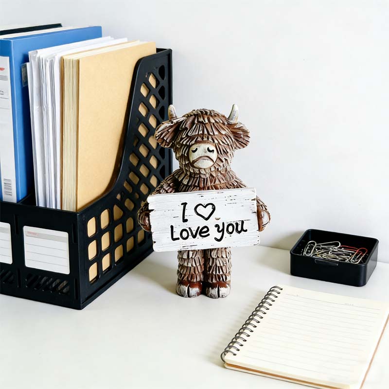 ❤️Love can be spoken out loud | ✨Highland Bull "I love you" resin sculpture
