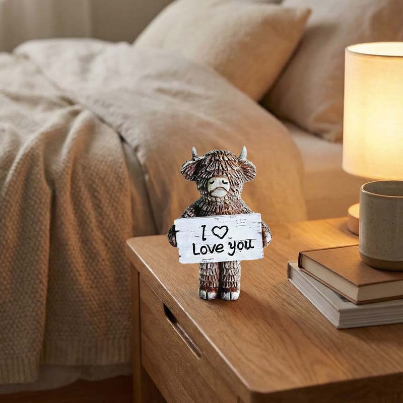 ❤️Love can be spoken out loud | ✨Highland Bull "I love you" resin sculpture