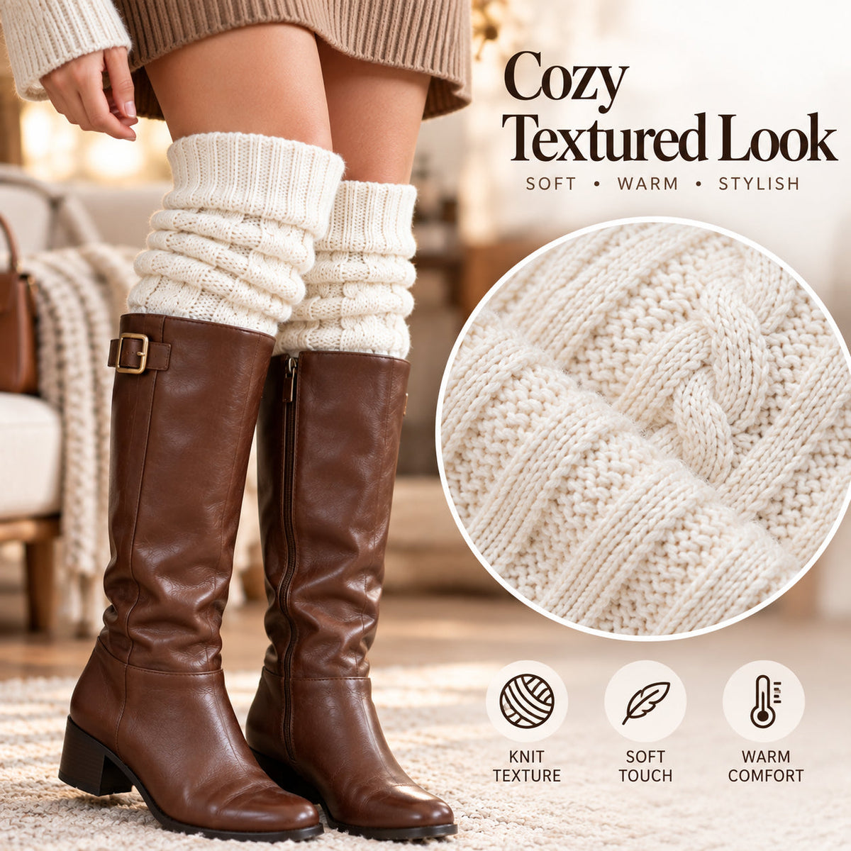 Women's Cable Knit Knee-High Socks