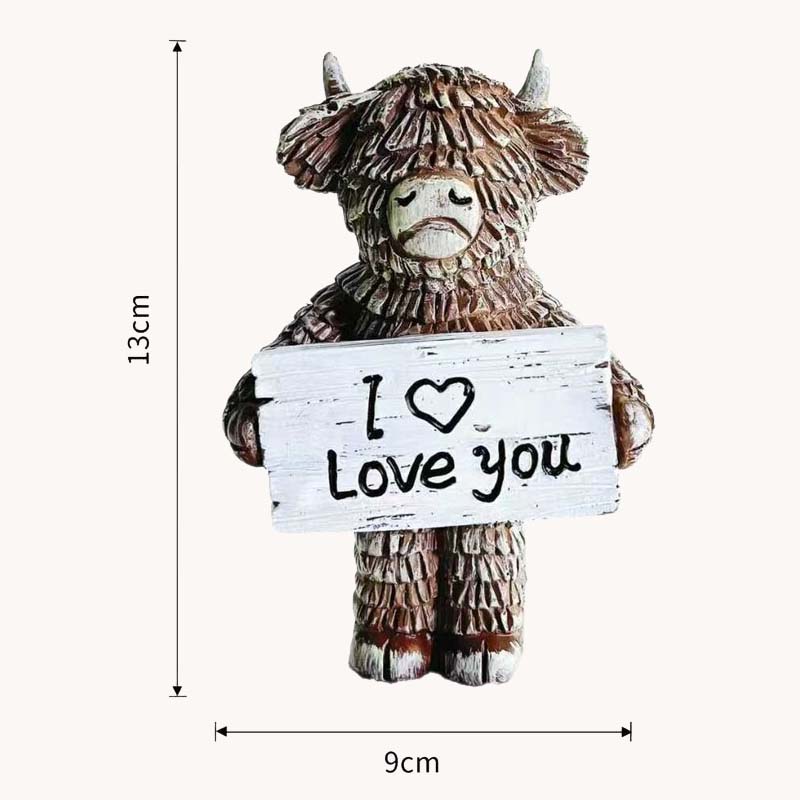 ❤️Love can be spoken out loud | ✨Highland Bull "I love you" resin sculpture