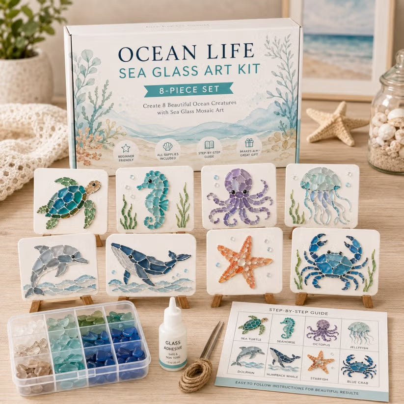 🌊 DIY Sea Glass Mosaic Art Kit