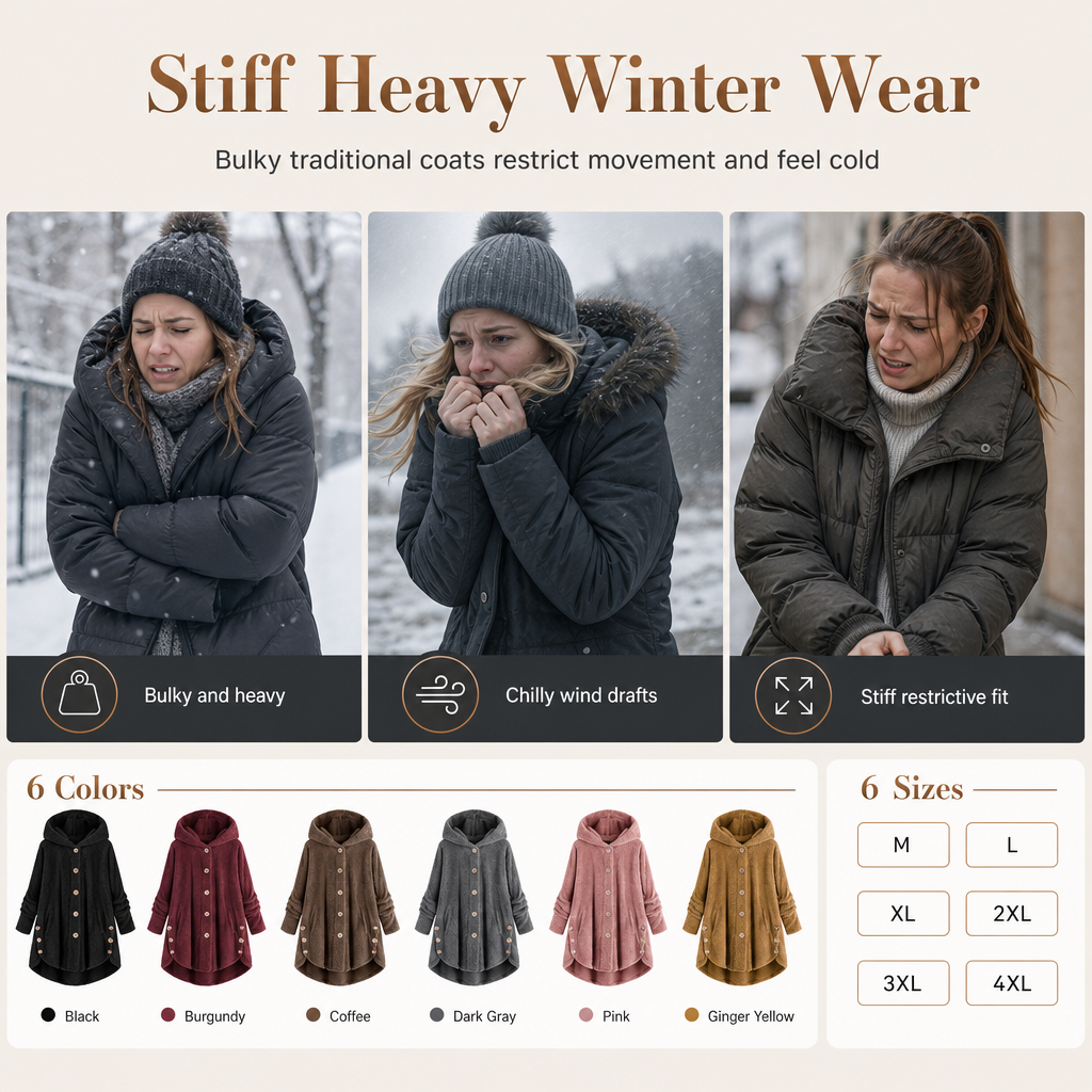 🖤Black Friday Sale:50% OFF🖤🌸Loose Plus-Size, Durable & Versatile🧥 Women's Fleece Hooded Coat