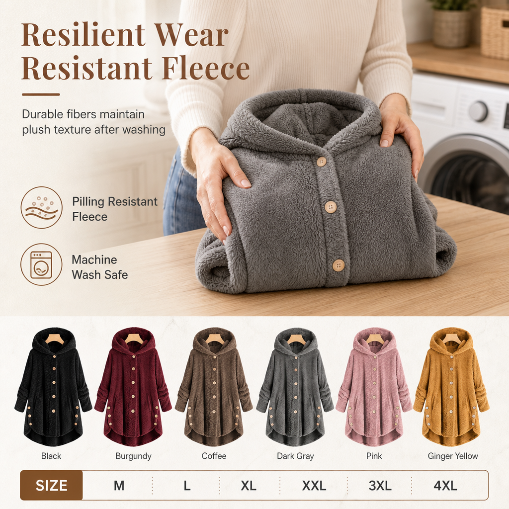 🖤Black Friday Sale:50% OFF🖤🌸Loose Plus-Size, Durable & Versatile🧥 Women's Fleece Hooded Coat