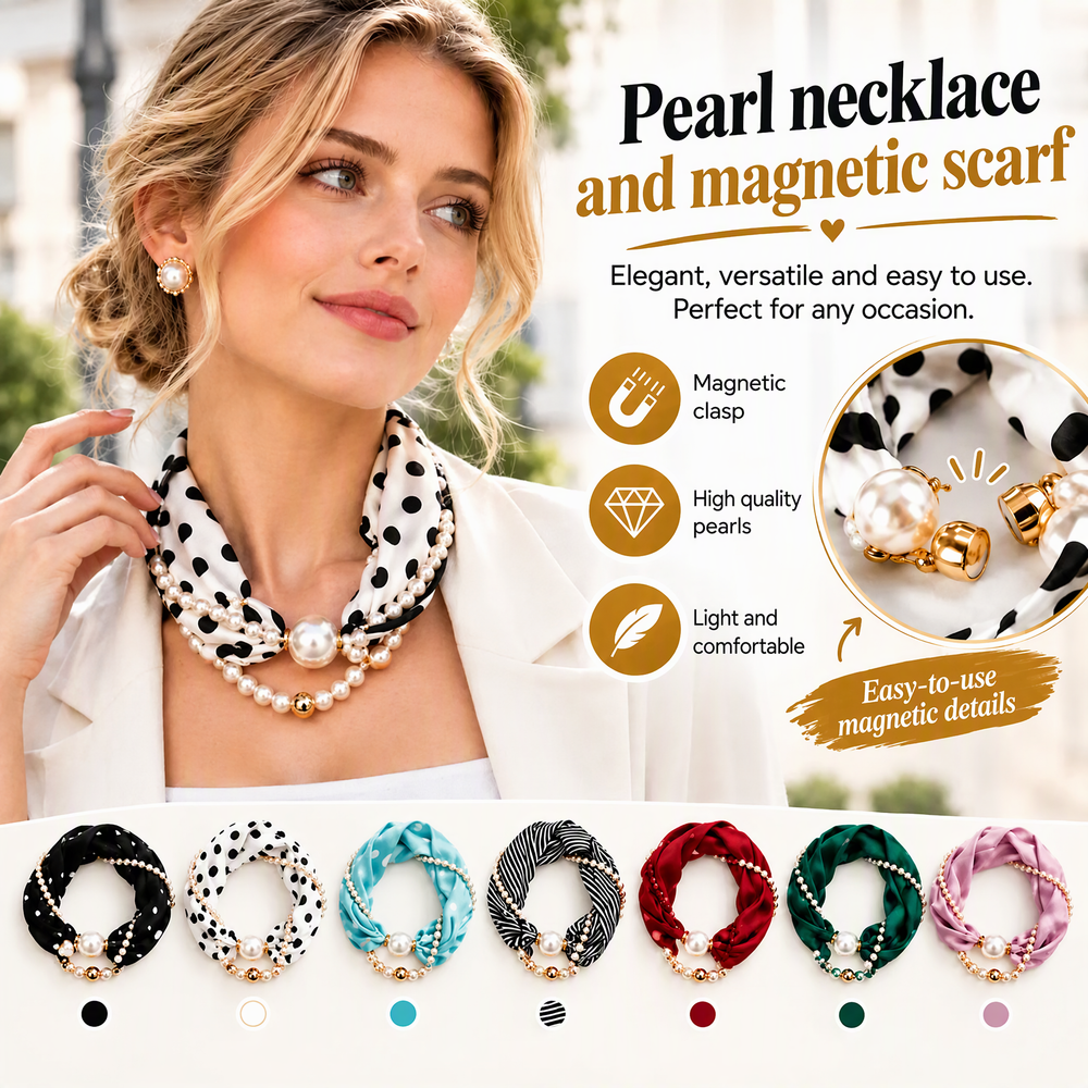 💎 Elegant Pearl Scarf Necklace ✨ Buy 1, Get 1 FREE! 🎁